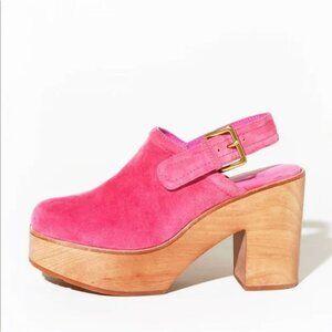 NIB CHARLOTTE STONE 13 Bonnie Platform Clogs Slingback Suede in Fandango Pink
